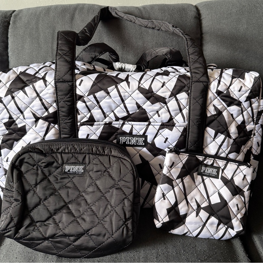 Victoria's Secret PINK Weekender Quilted Duffle Bag Set